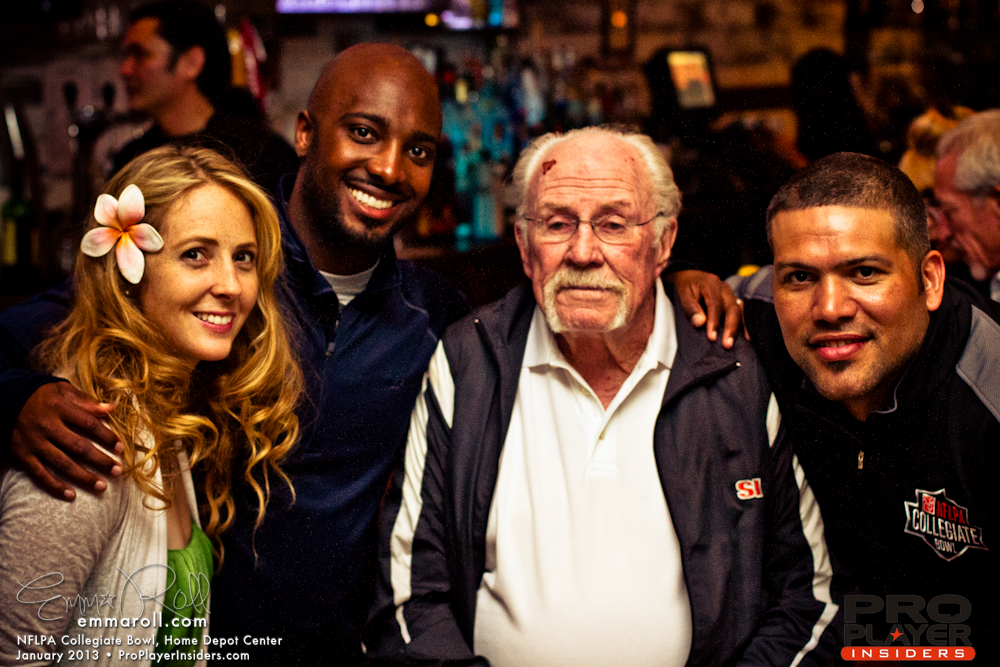 Emma Roll with Mike Allen, James Hanifan, former NFL coach and one of the oldest living former professional football players, and Eric Hicks, former NFL player for the Kansas City Chiefs.
